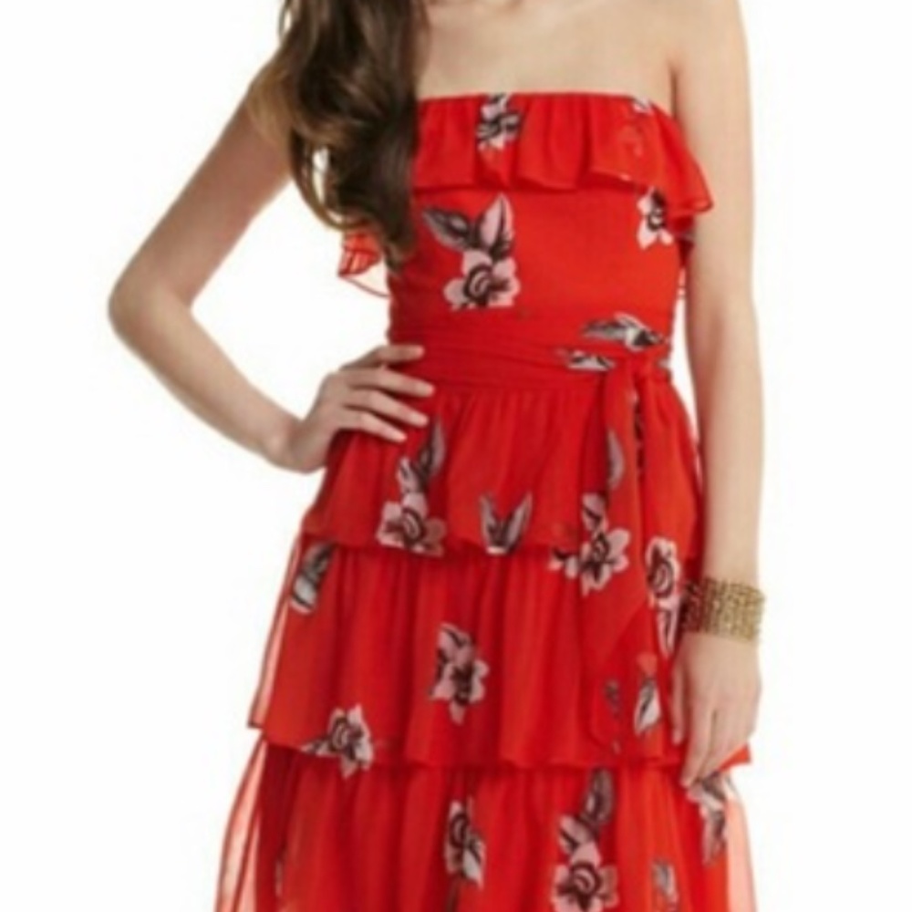 COPY - White House Black Market Tiered Red Floral…